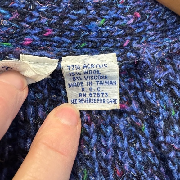 Vintage Blueprint Wool Blend Button Front Cardigan with Pockets / Large - Picture 3 of 13